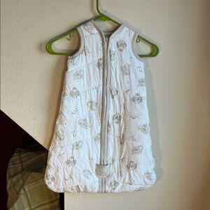 Organic Cotton‎ White Baby Sleeper with Animal Print